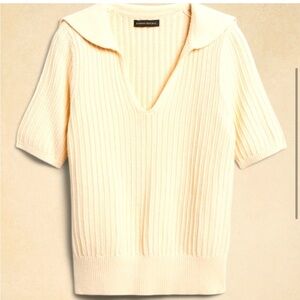 100% cotton knit collar top - banana republic